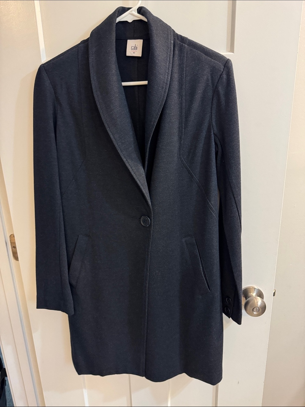 CAbi Shawl Collar Single-Button Coat in Black